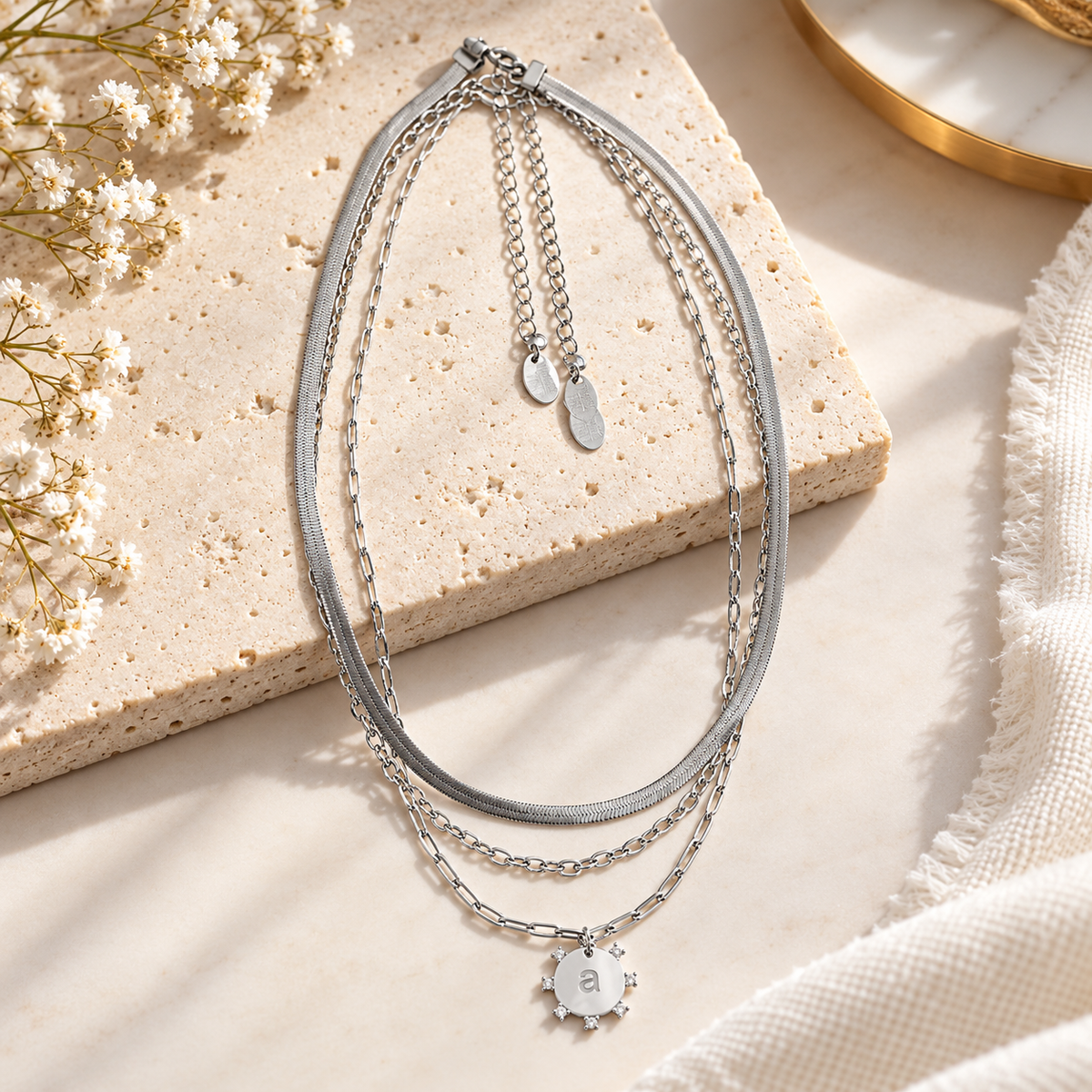 Layered Initial Pendant Necklace