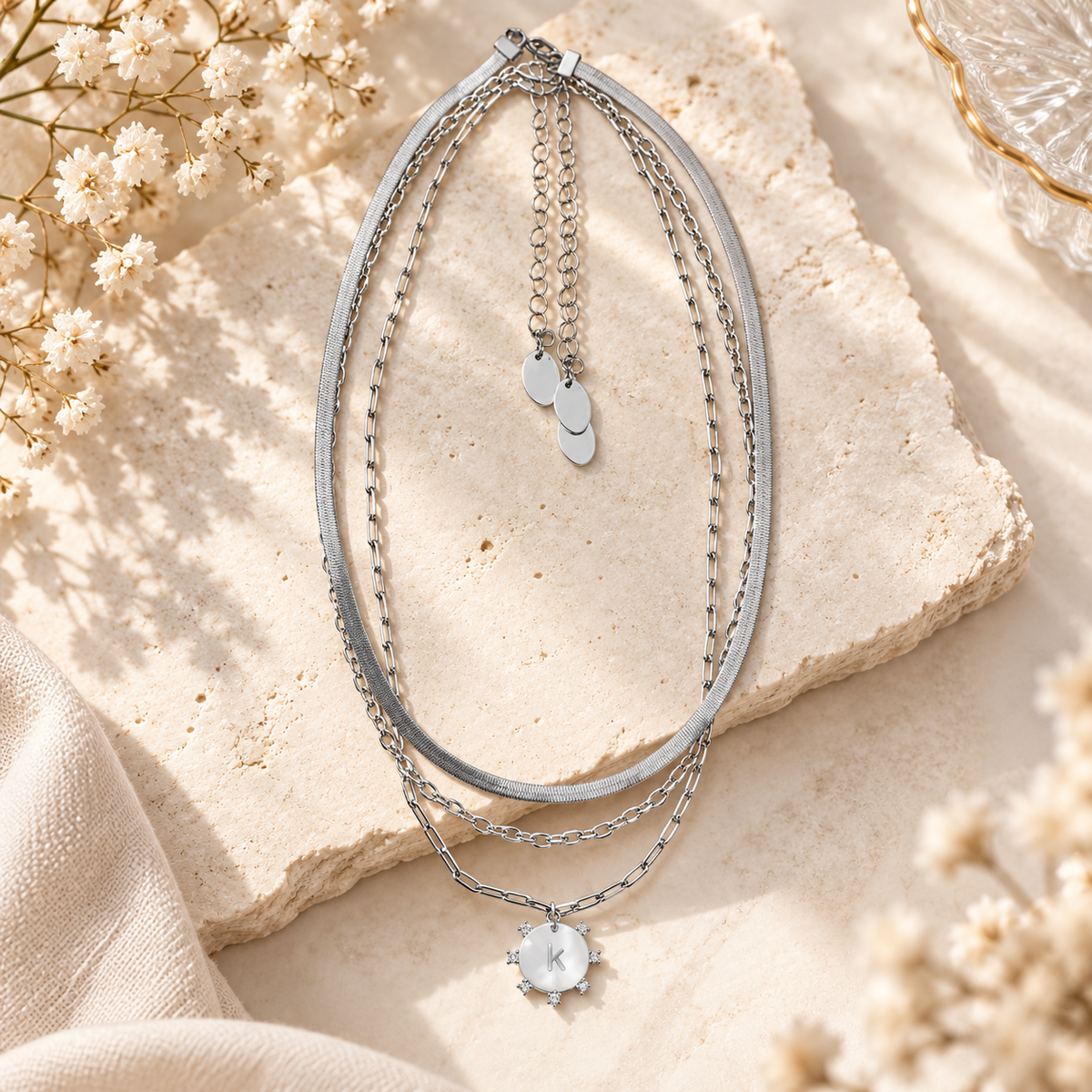 Layered Initial Pendant Necklace
