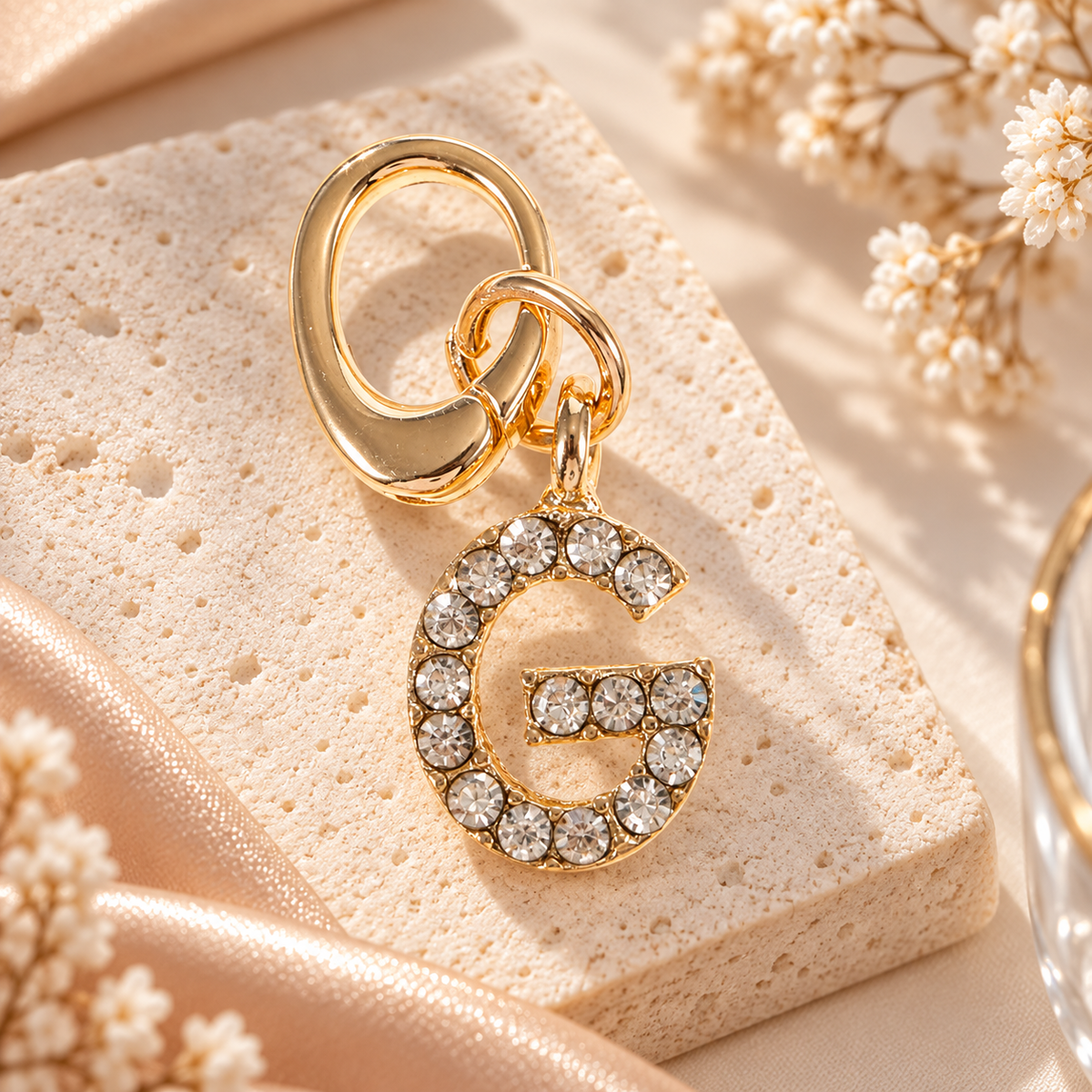 Crystal Initial Letter Charm