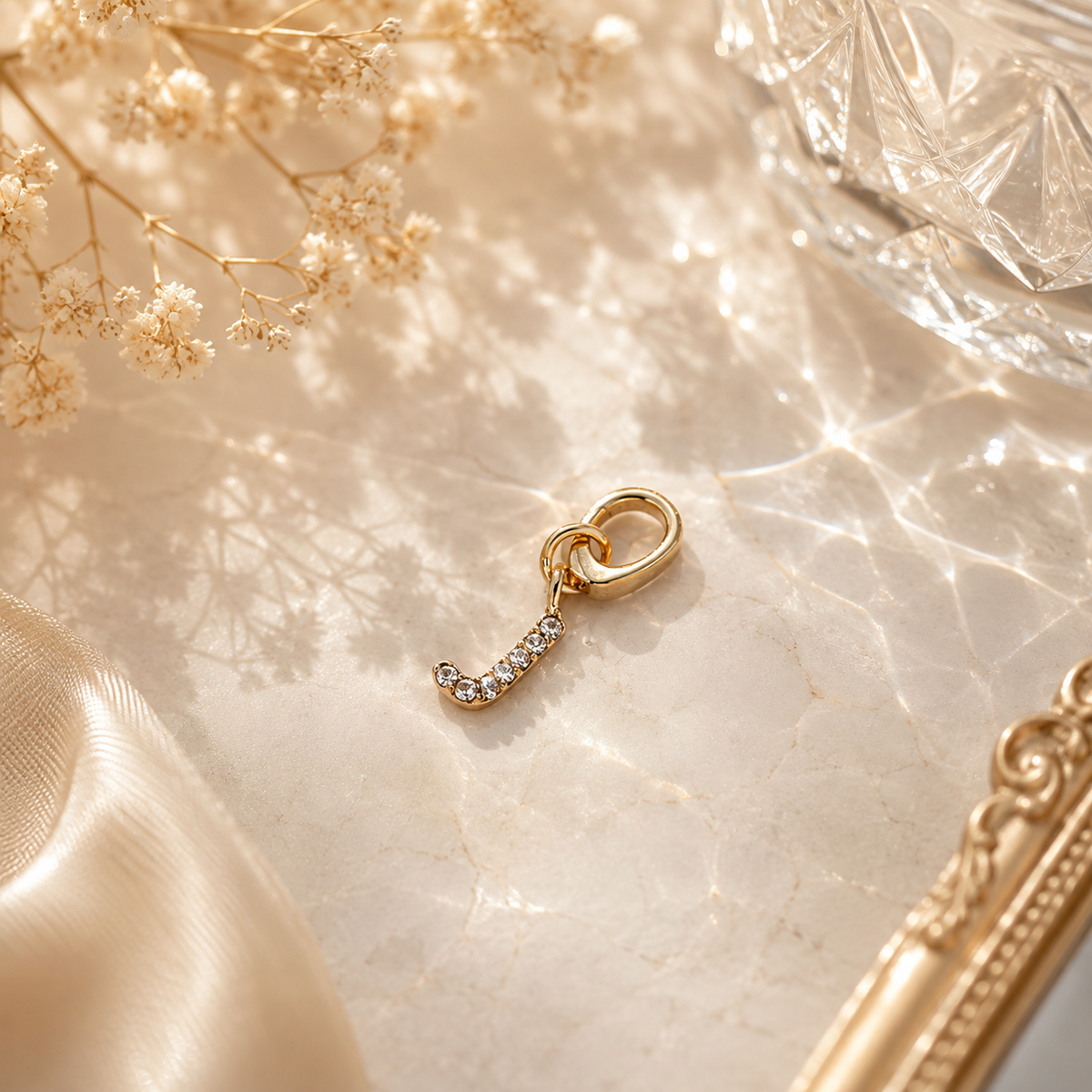 Crystal Initial Letter Charm