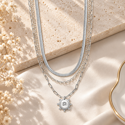 Layered Initial Pendant Necklace
