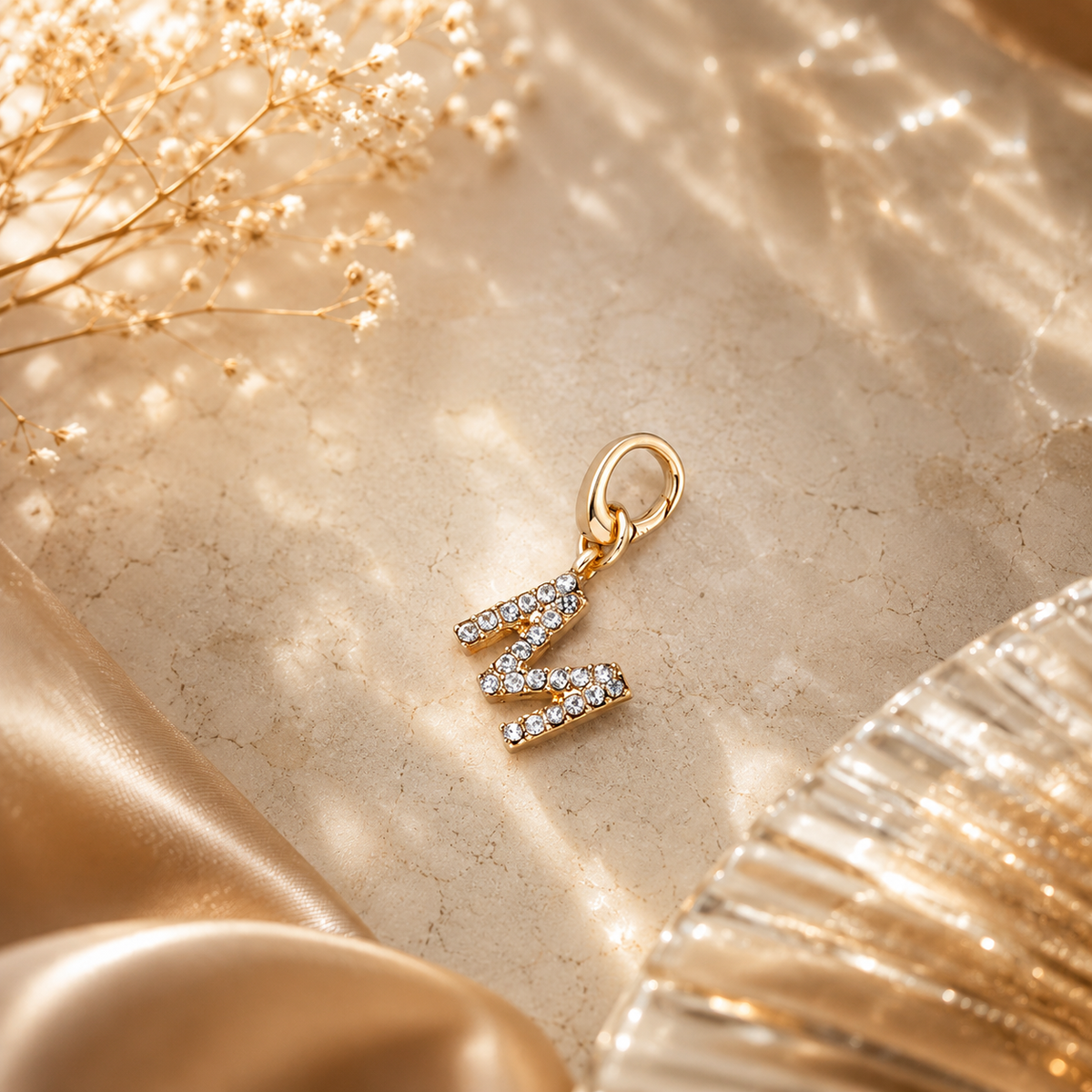 Crystal Initial Letter Charm