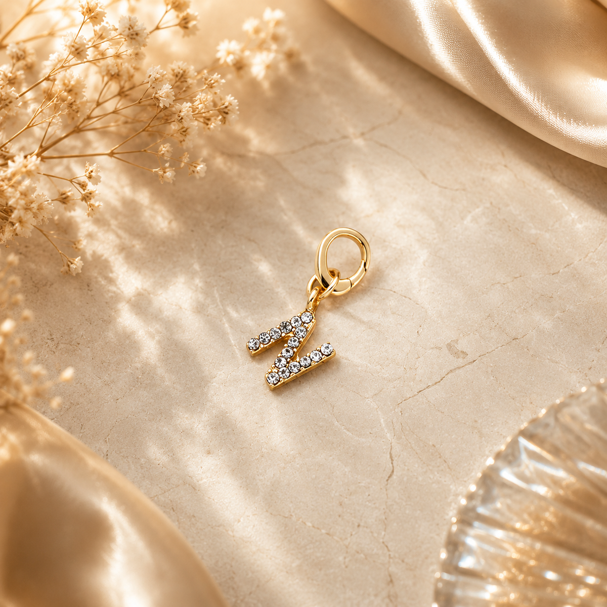 Crystal Initial Letter Charm