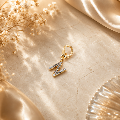 Crystal Initial Letter Charm