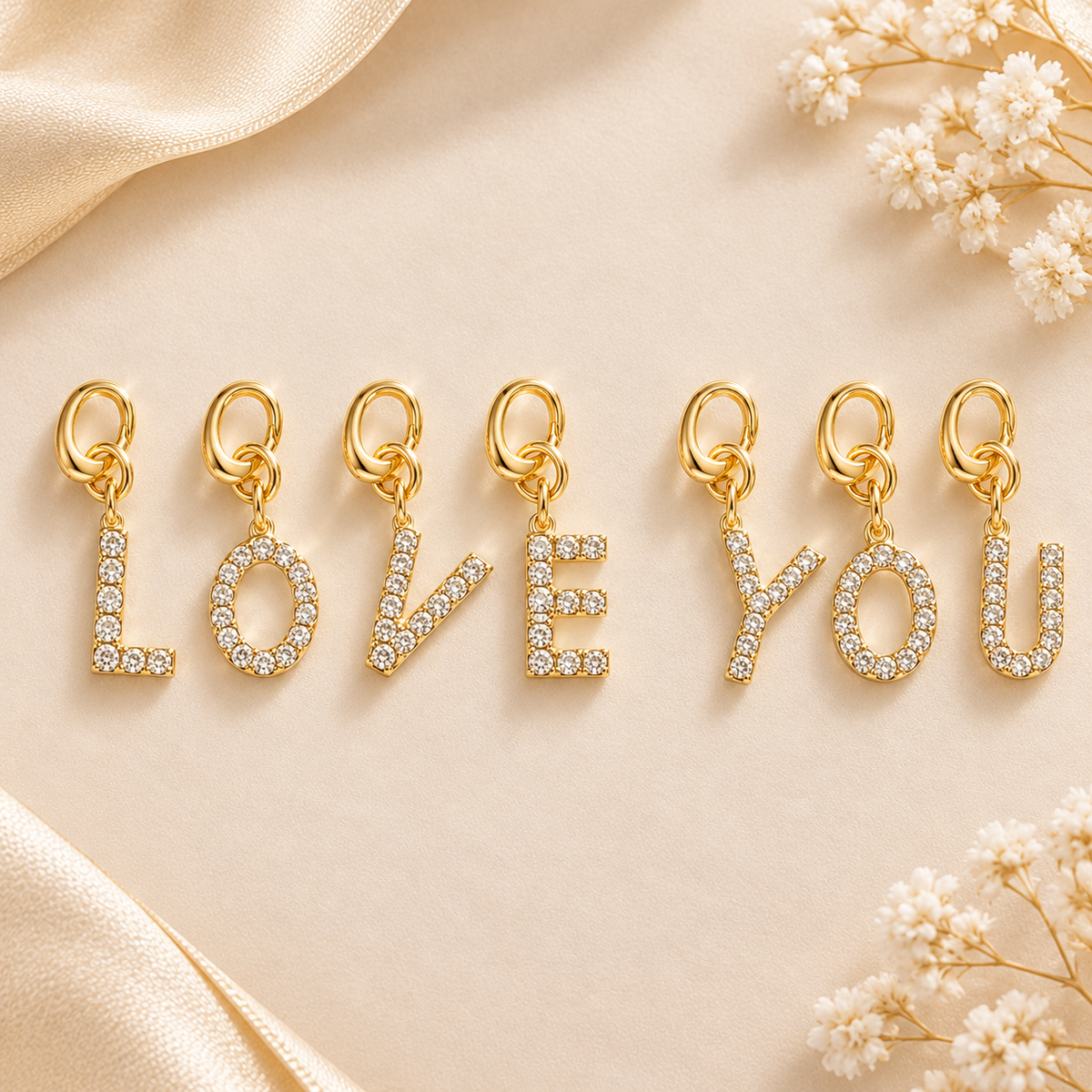 Personalized Crystal Letter Charm Combo