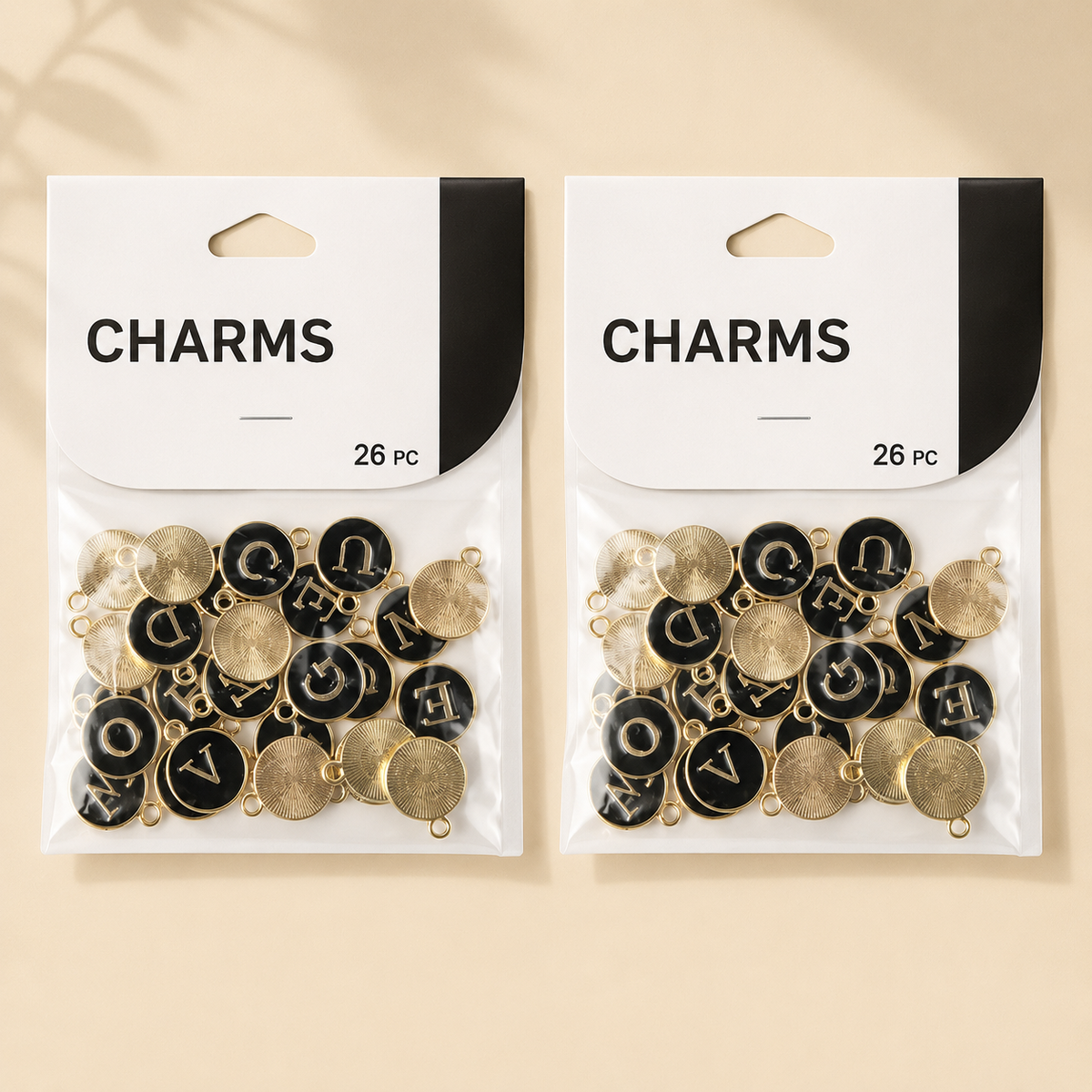 Black & Gold Alphabet Charm Set