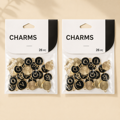 Black & Gold Alphabet Charm Set