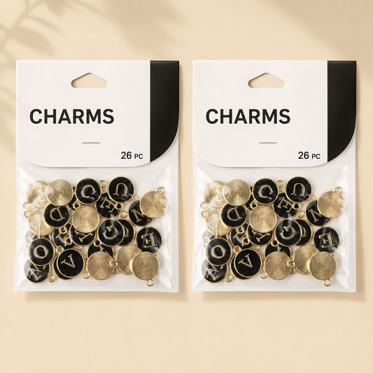 Black & Gold Alphabet Charm Set