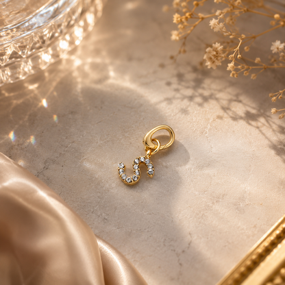 Crystal Initial Letter Charm