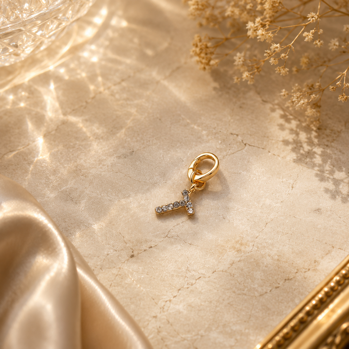 Crystal Initial Letter Charm