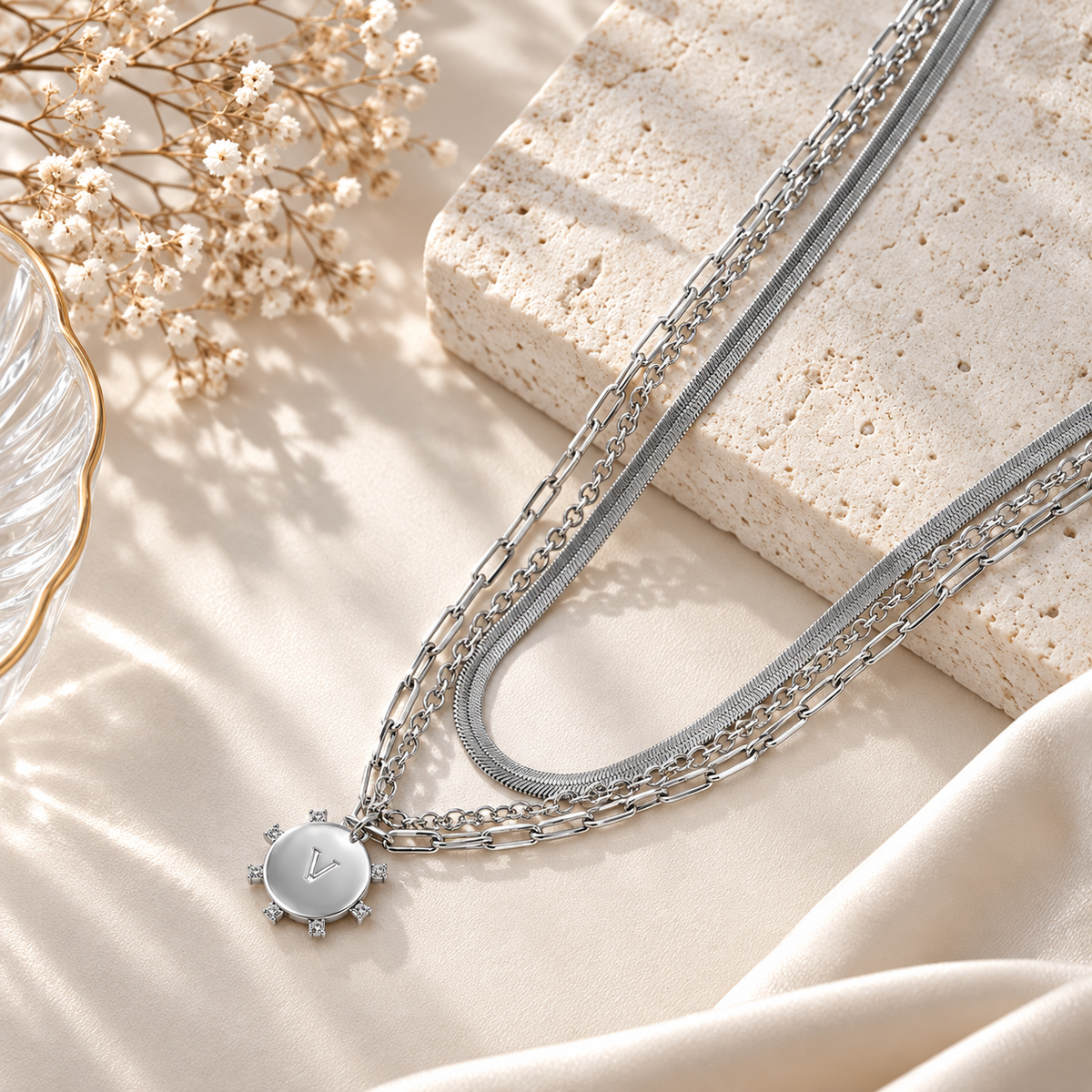 Layered Initial Pendant Necklace