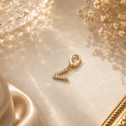 Crystal Initial Letter Charm