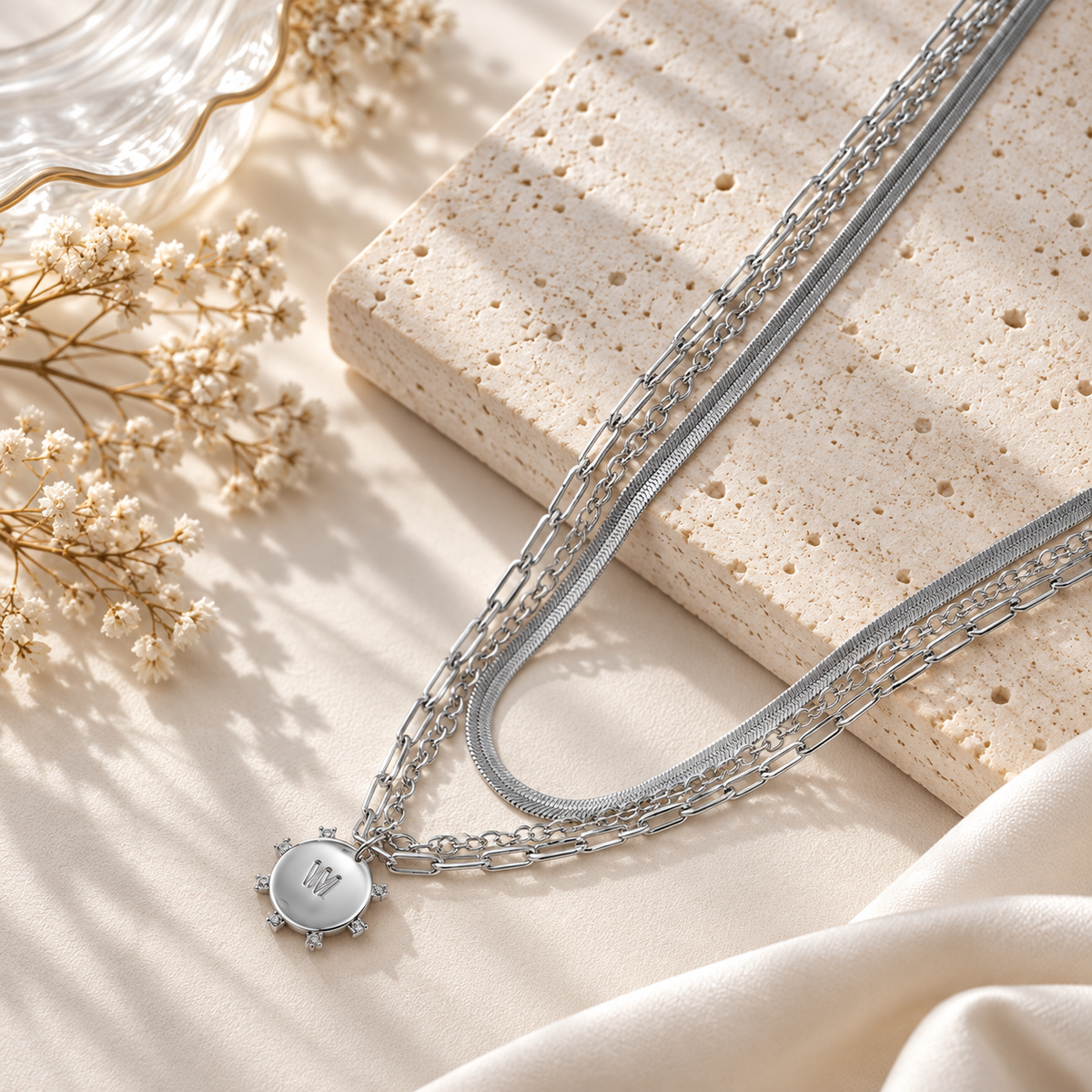 Layered Initial Pendant Necklace