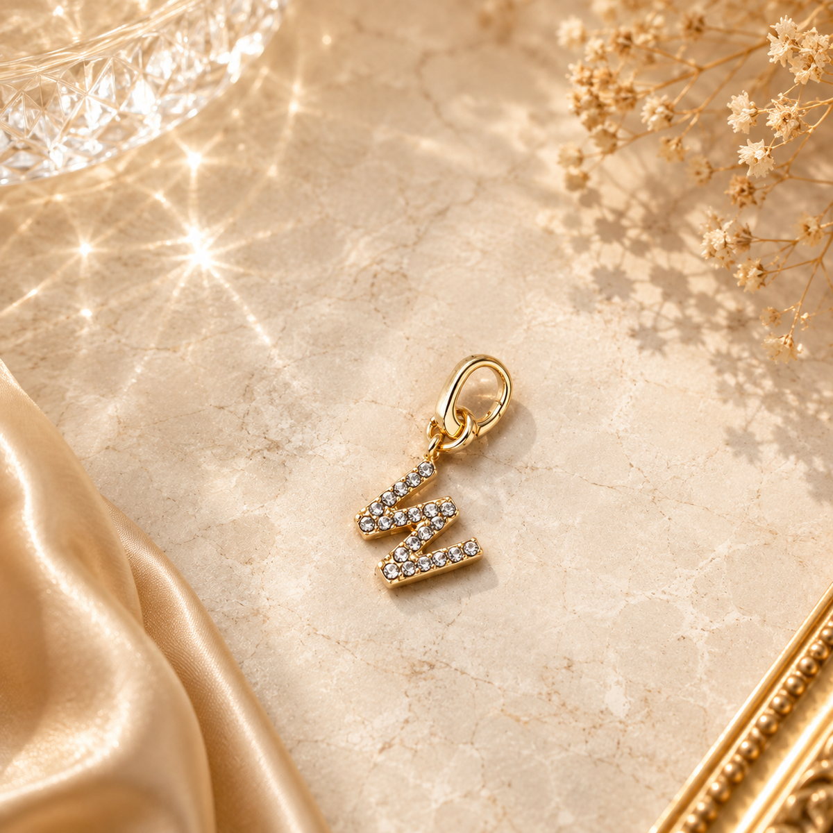 Crystal Initial Letter Charm