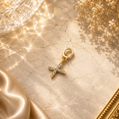 Crystal Initial Letter Charm