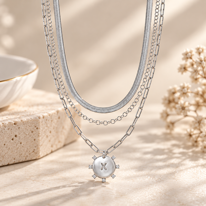 Layered Initial Pendant Necklace