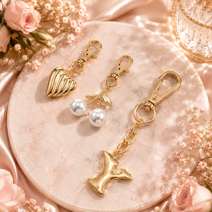 Gold Initial Bag Charm Set