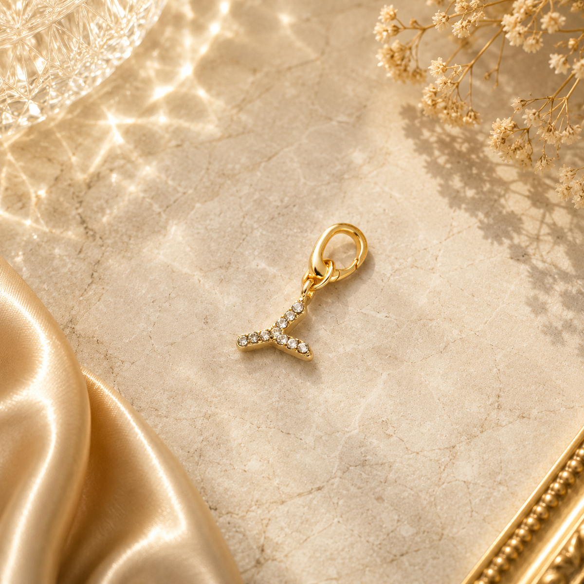 Crystal Initial Letter Charm