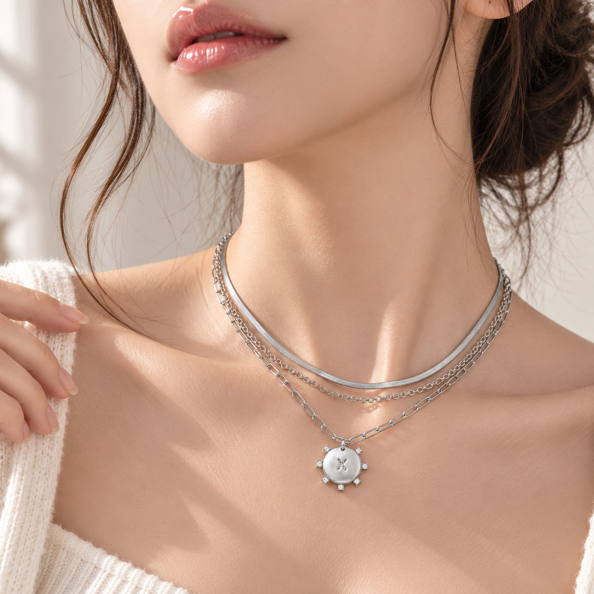 Layered Initial Pendant Necklace