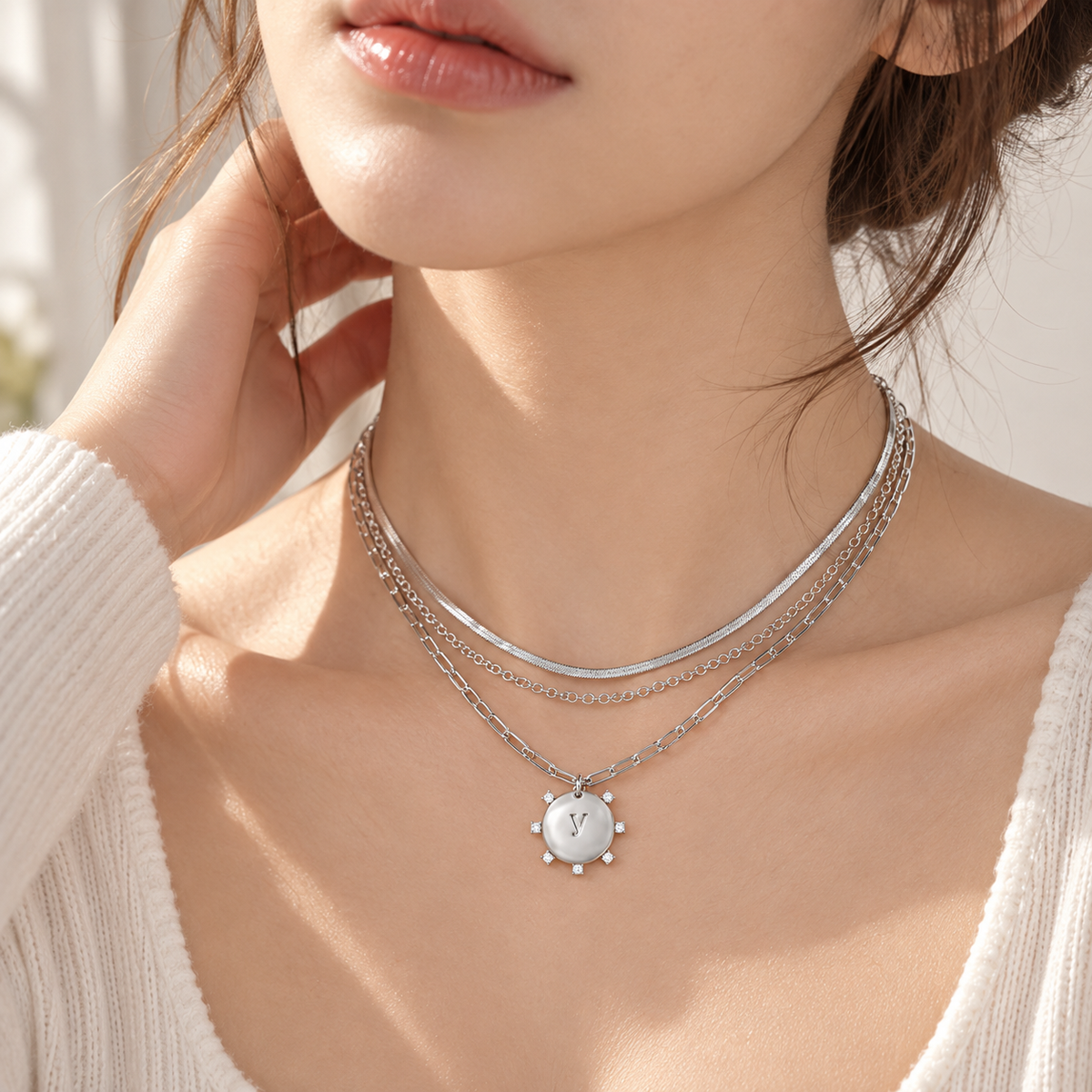 Layered Initial Pendant Necklace