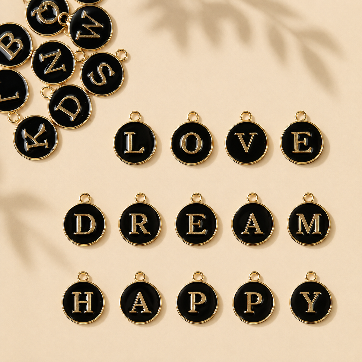 Black & Gold Alphabet Charm Set