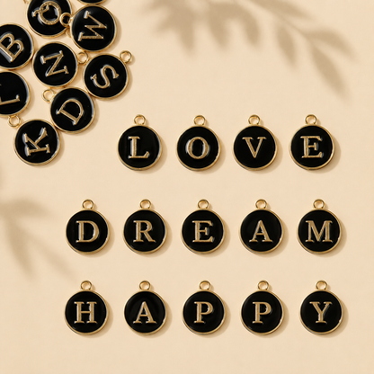 Black & Gold Alphabet Charm Set