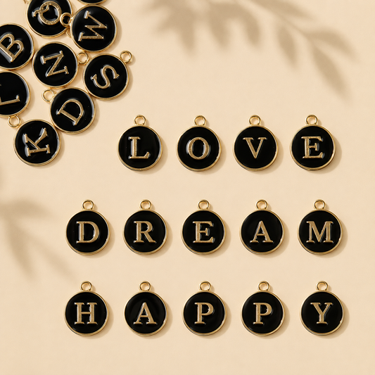 Black & Gold Alphabet Charm Set