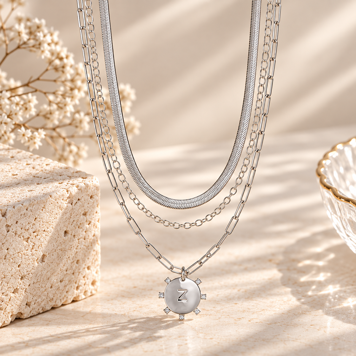 Layered Initial Pendant Necklace