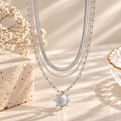 Layered Initial Pendant Necklace