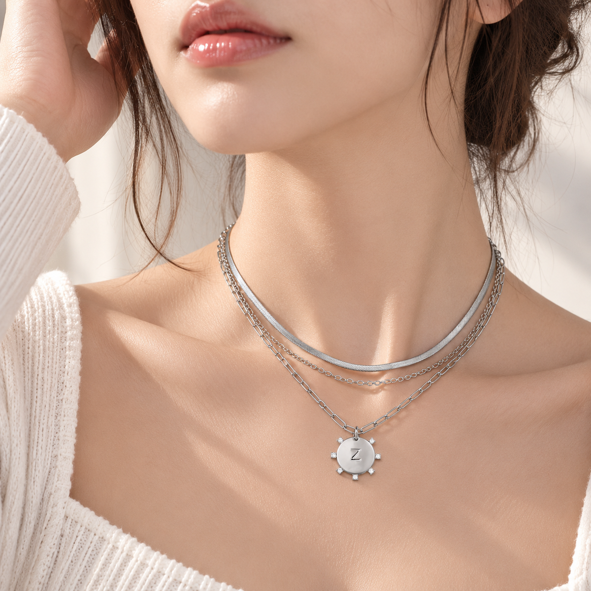 Layered Initial Pendant Necklace
