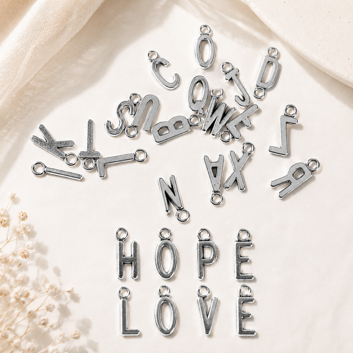 Silver Alphabet Charm Set