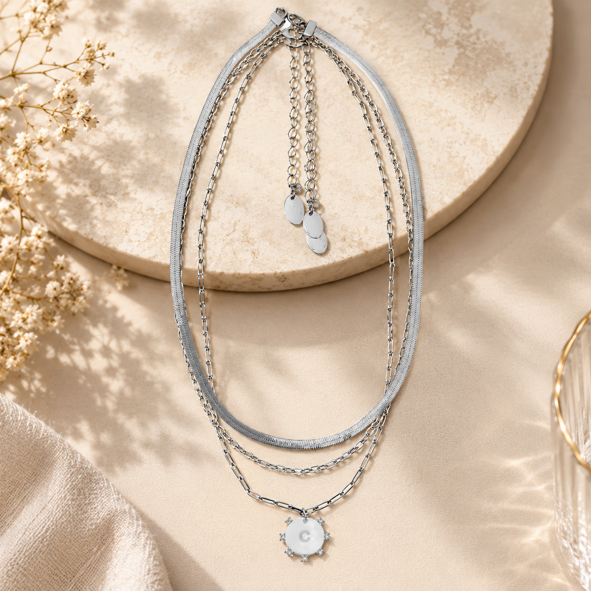 Layered Initial Pendant Necklace