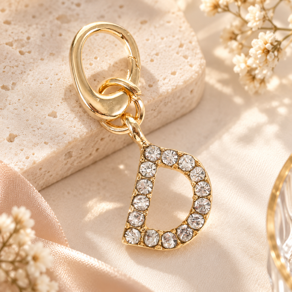 Crystal Initial Letter Charm