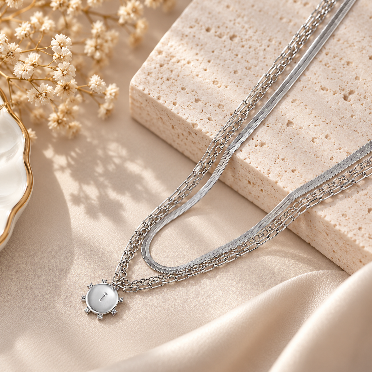 Layered Initial Pendant Necklace